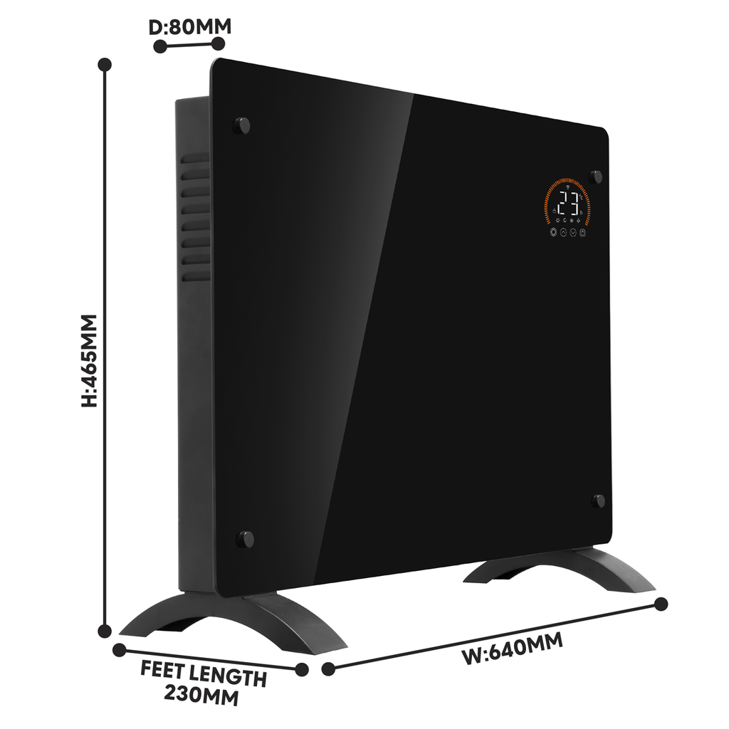 Baridi 1500W Electric Glass Panel Heater with 24/7 Timer, Remote Control & Wi-Fi - Black DH137