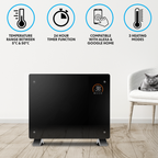 Baridi 1500W Electric Glass Panel Heater with 24/7 Timer, Remote Control & Wi-Fi - Black DH137