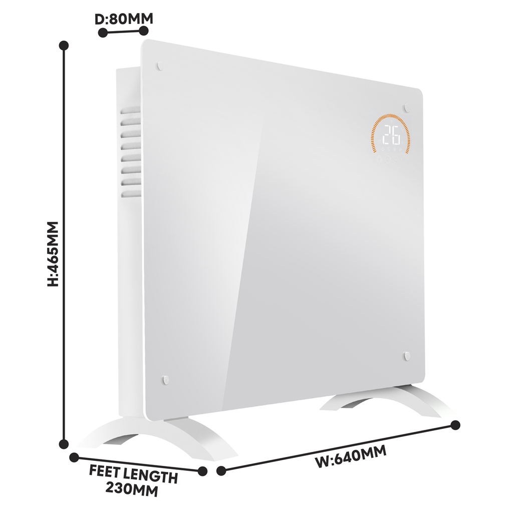 Baridi 1500W Electric Glass Panel Heater with 24/7 Timer, Remote Control & Wi-Fi - White DH138