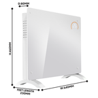 Baridi 1500W Electric Glass Panel Heater with 24/7 Timer, Remote Control & Wi-Fi - White DH138