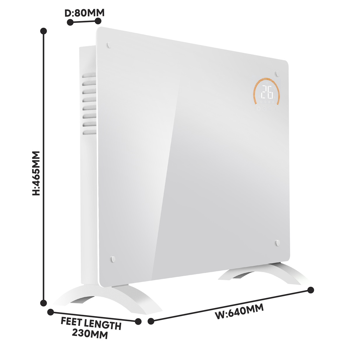 Baridi 1500W Electric Glass Panel Heater with 24/7 Timer, Remote Control & Wi-Fi - White DH138
