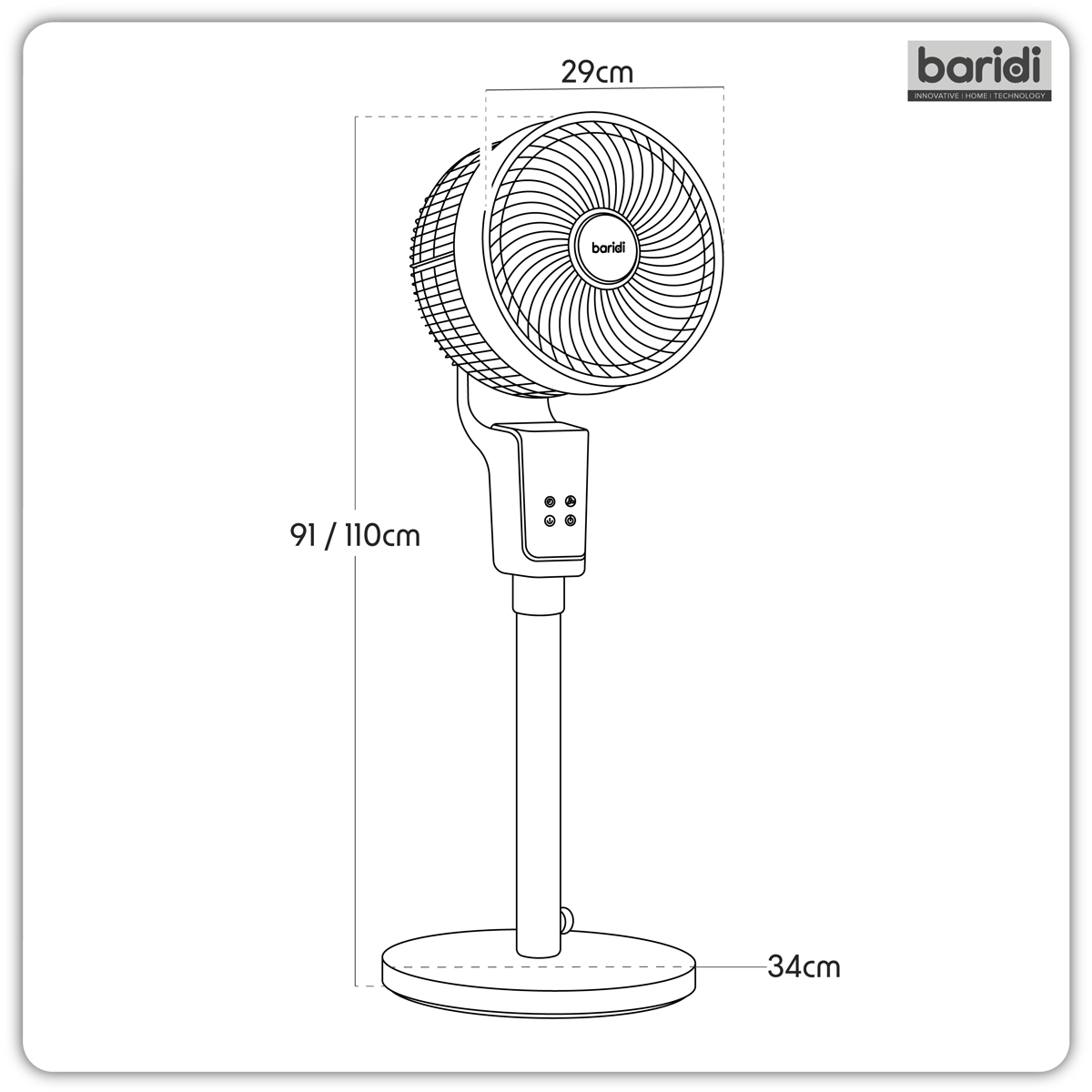 12" Pedestal Fan with Remote Control & 12hr Timer 230V - Grey DH141