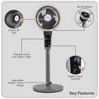 12" Pedestal Fan with Remote Control & 12hr Timer 230V - Grey DH141