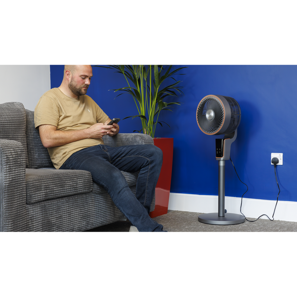 12" Pedestal Fan with Remote Control & 12hr Timer 230V - Grey DH141