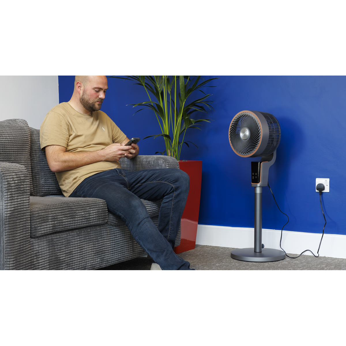 12" Pedestal Fan with Remote Control & 12hr Timer 230V - Grey DH141