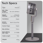 12" Pedestal Fan with Remote Control & 12hr Timer 230V - Grey DH141