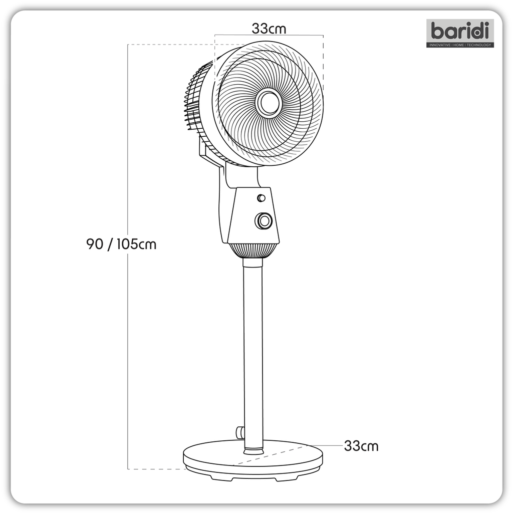 10" Pedestal Fan with Manual Control 230V - Grey DH142