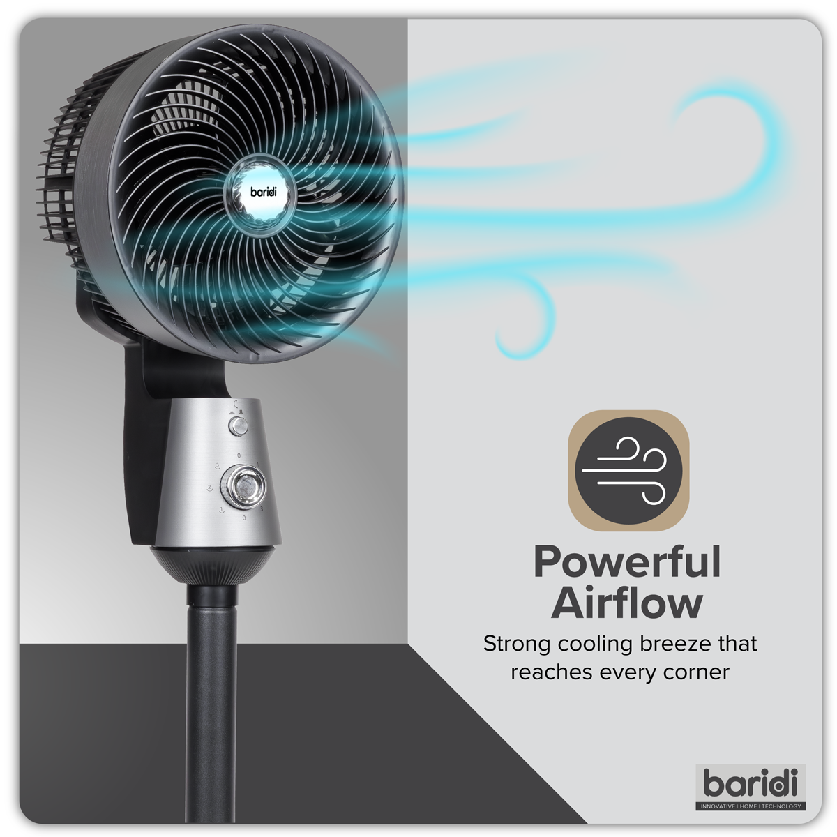 10" Pedestal Fan with Manual Control 230V - Grey DH142