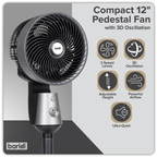 10" Pedestal Fan with Manual Control 230V - Grey DH142