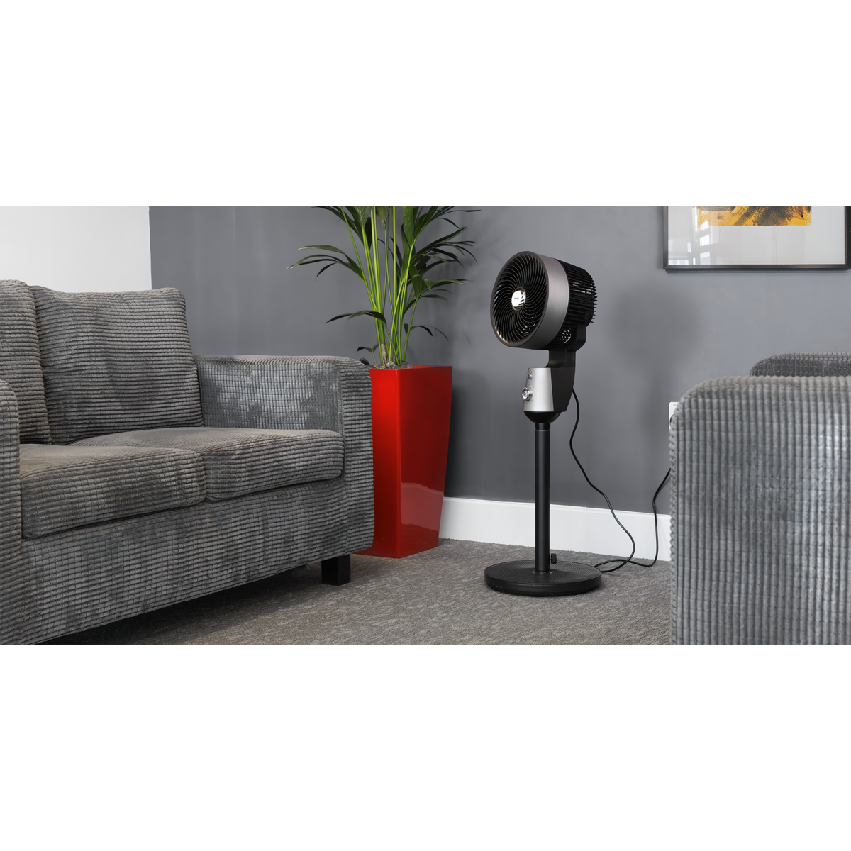 10" Pedestal Fan with Manual Control 230V - Grey DH142