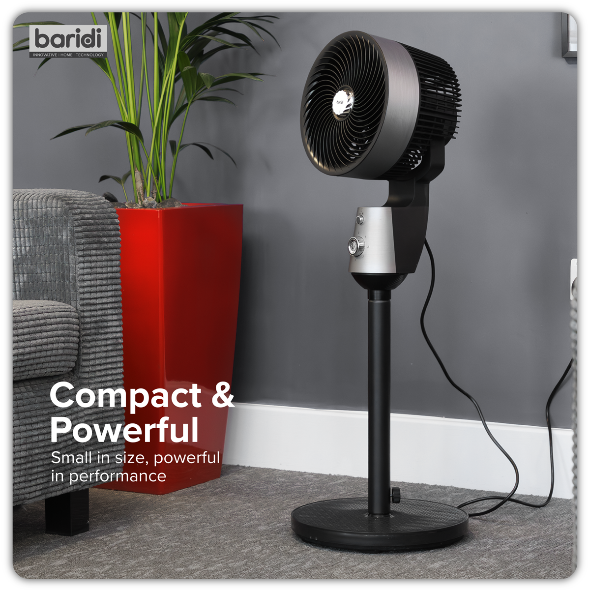 10" Pedestal Fan with Manual Control 230V - Grey DH142