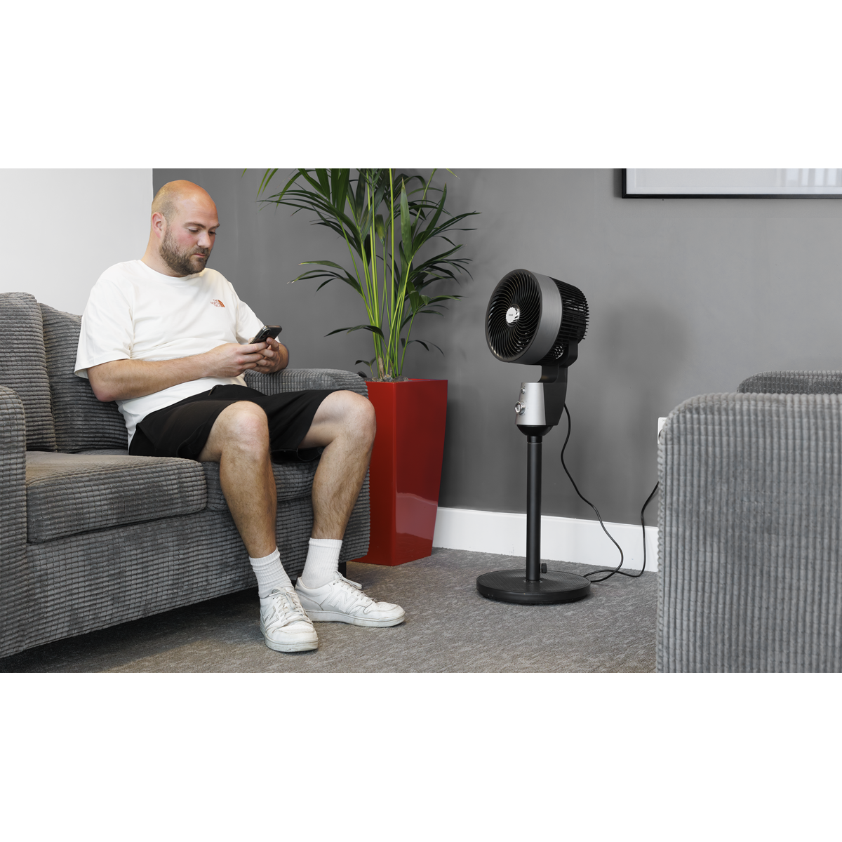 10" Pedestal Fan with Manual Control 230V - Grey DH142