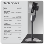 10" Pedestal Fan with Manual Control 230V - Grey DH142