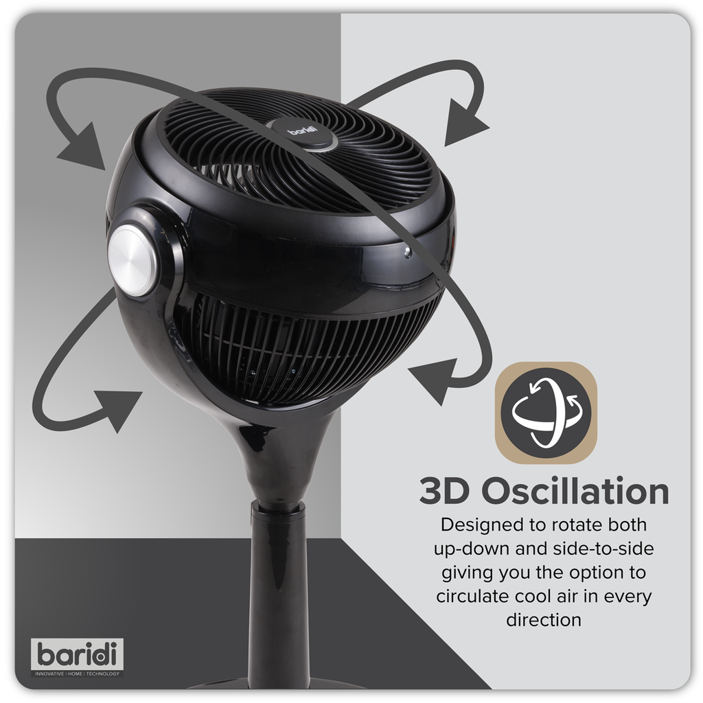 10" Pedestal Fan with Remote Control & 12hr Timer 230V - Black DH143