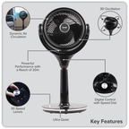 10" Pedestal Fan with Remote Control & 12hr Timer 230V - Black DH143