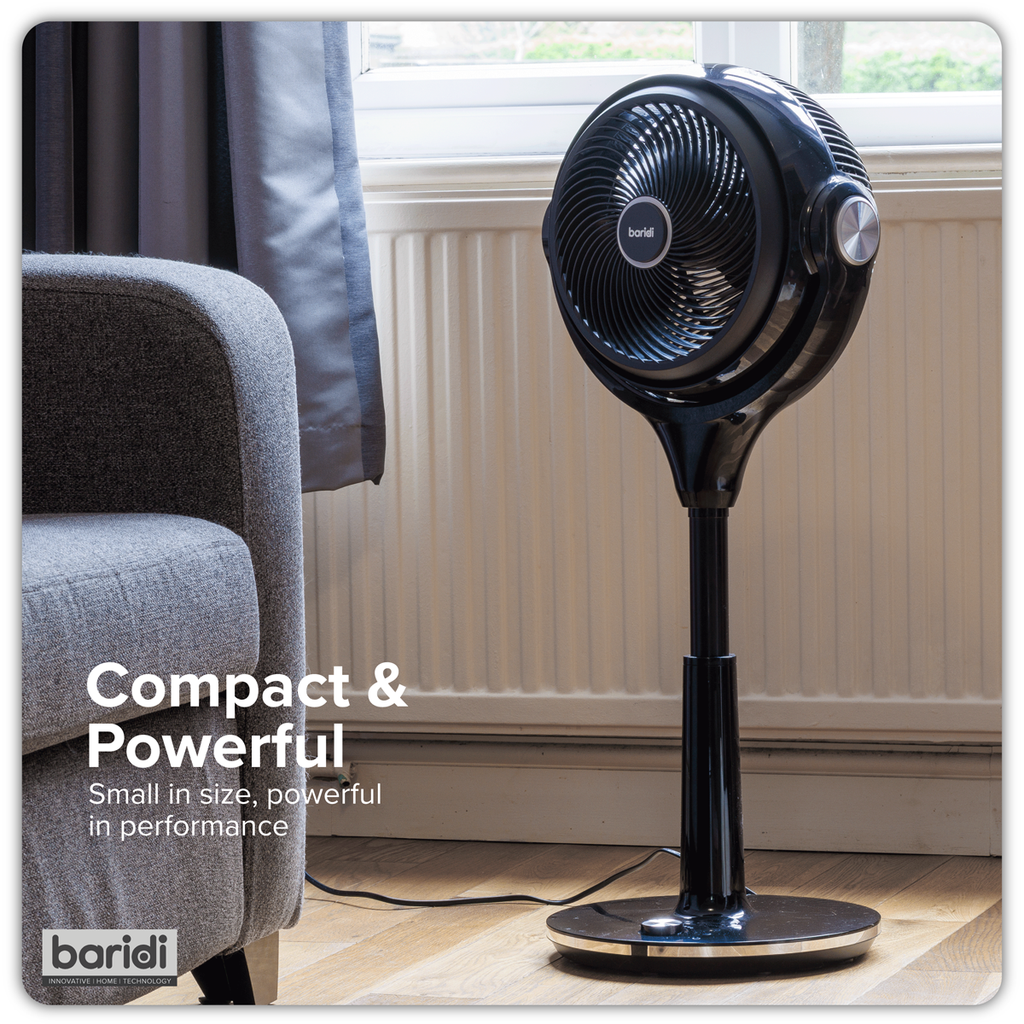 10" Pedestal Fan with Remote Control & 12hr Timer 230V - Black DH143