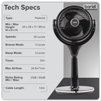 10" Pedestal Fan with Remote Control & 12hr Timer 230V - Black DH143