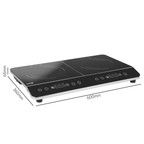 Portable Induction Hob with 2 Cooking Zones 60 x 36 x 6.5cm - Black DH146