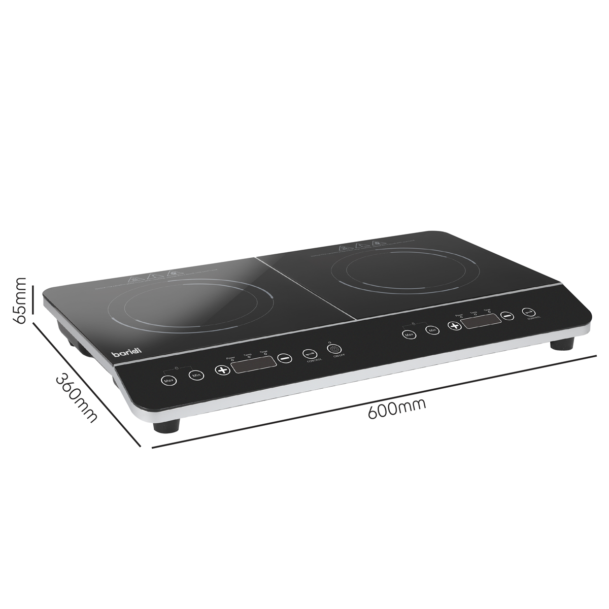 Portable Induction Hob with 2 Cooking Zones 60 x 36 x 6.5cm - Black DH146