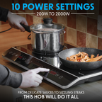 Portable Induction Hob with 2 Cooking Zones 60 x 36 x 6.5cm - Black DH146