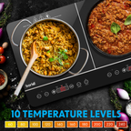 Portable Induction Hob with 2 Cooking Zones 60 x 36 x 6.5cm - Black DH146