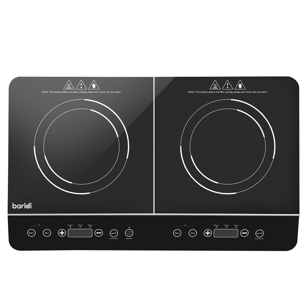 Portable Induction Hob with 2 Cooking Zones 60 x 36 x 6.5cm - Black DH146