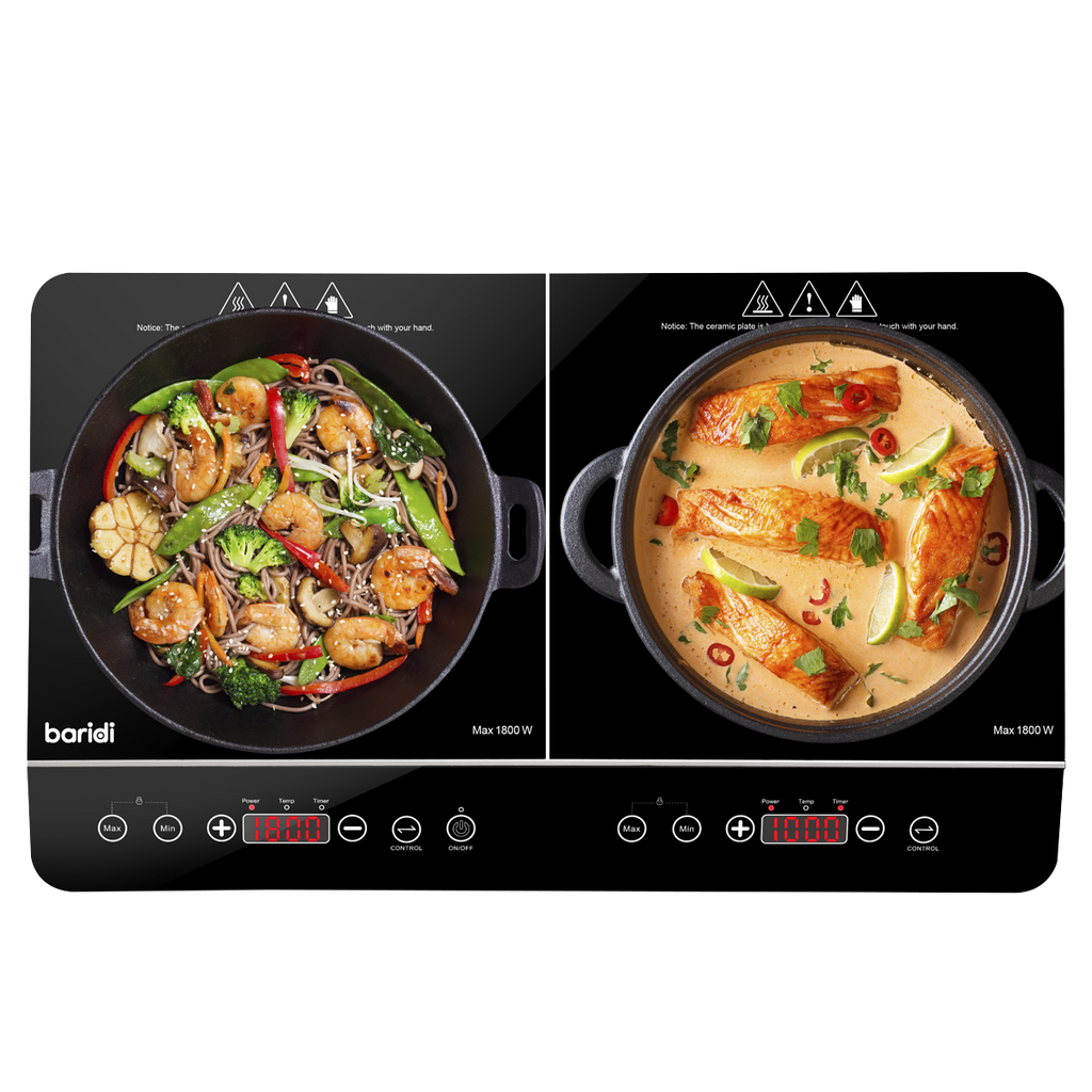 Portable Induction Hob with 2 Cooking Zones 60 x 36 x 6.5cm - Black DH146