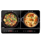 Portable Induction Hob with 2 Cooking Zones 60 x 36 x 6.5cm - Black DH146