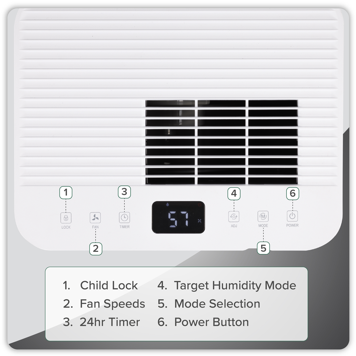 Dehumidifier with Digital Display & 24hr Timer 20L - White DH148