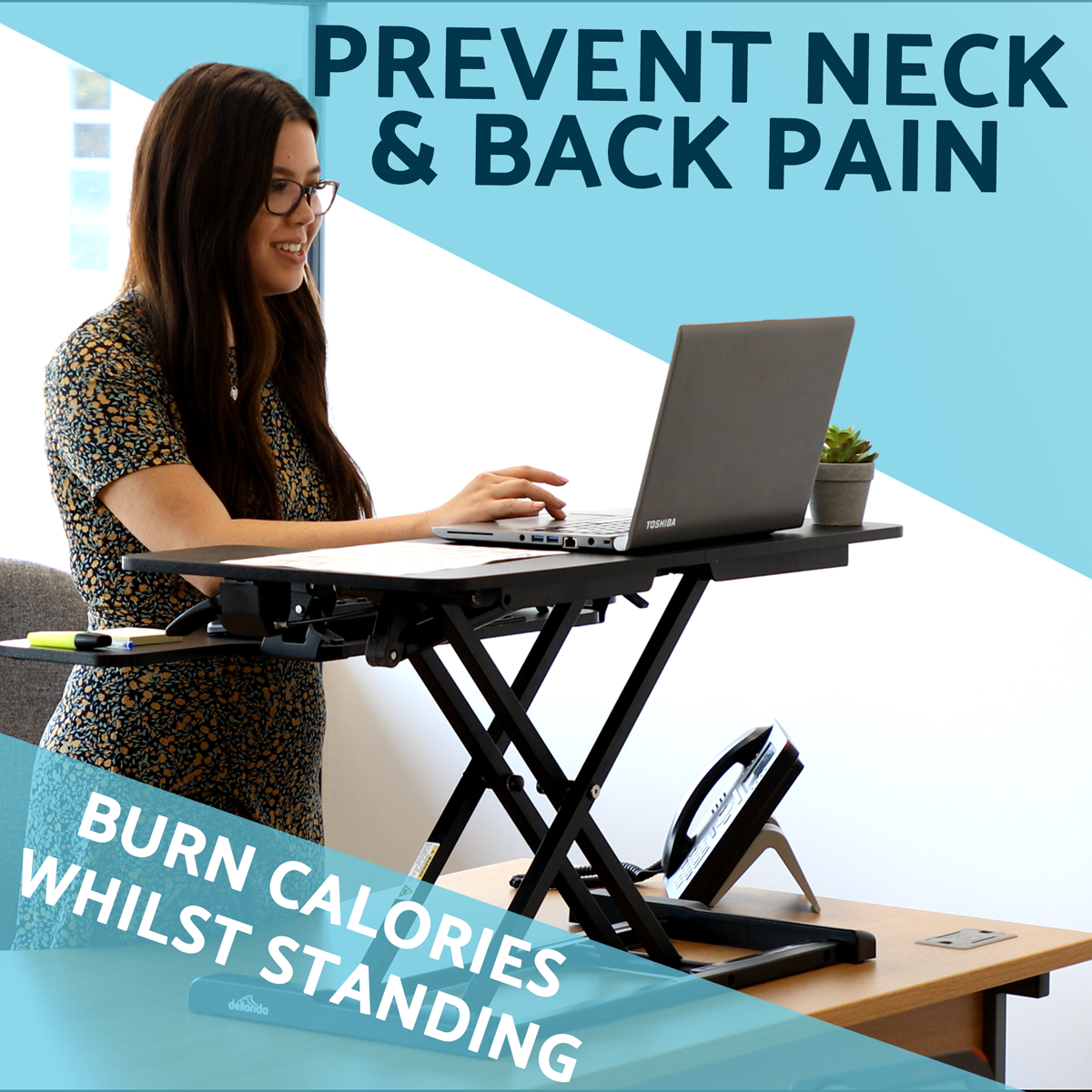 71cm Adjustable-Height Standing Desk Riser 15kg Capacity DH14