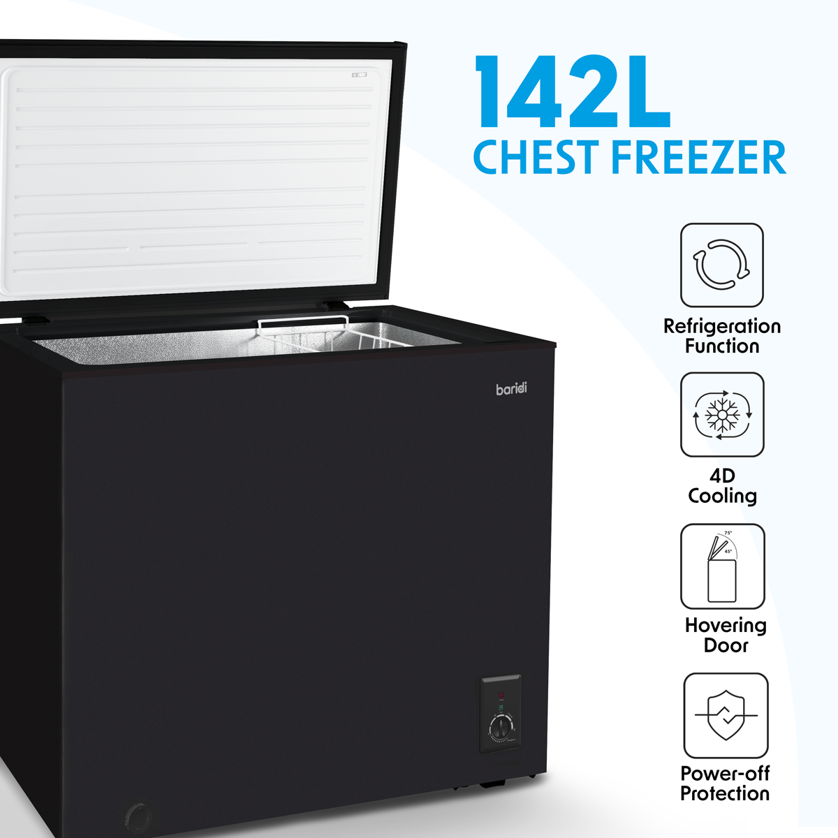 Freestanding Chest Freezer 142L Capacity - Black DH152