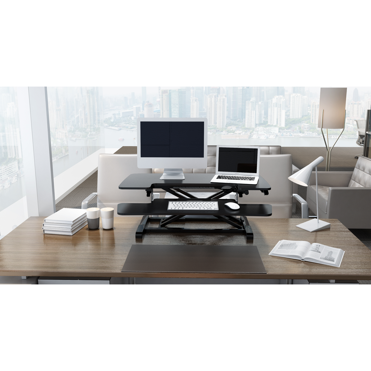 89cm Adjustable-Height Standing Desk Riser 15kg Capacity DH15