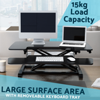 89cm Adjustable-Height Standing Desk Riser 15kg Capacity DH15