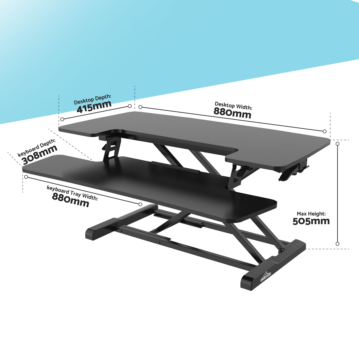 89cm Adjustable-Height Standing Desk Riser 15kg Capacity DH15