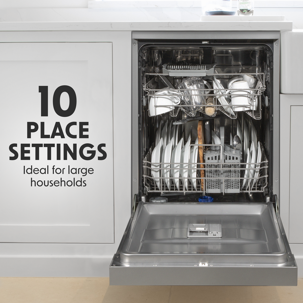 Slimline Freestanding Dishwasher 45cm Wide with10 Place Settings - Silver DH166