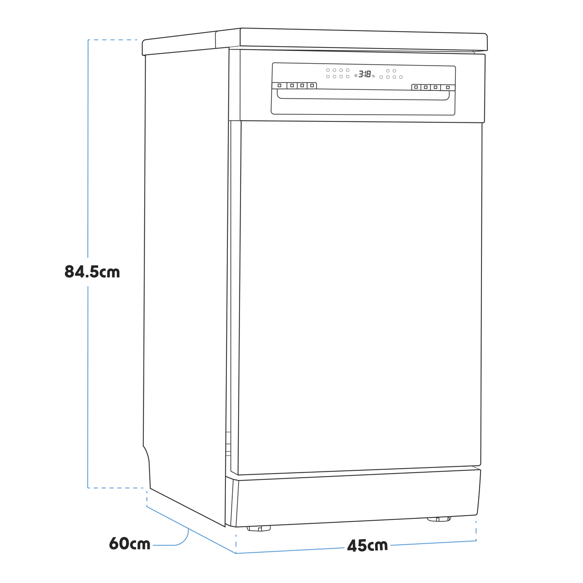 Slimline Freestanding Dishwasher 45cm Wide 10 Place Settings - Silver DH166