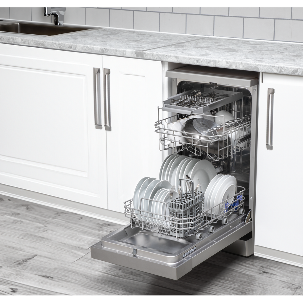 Slimline Freestanding Dishwasher 45cm Wide 10 Place Settings - Silver DH166