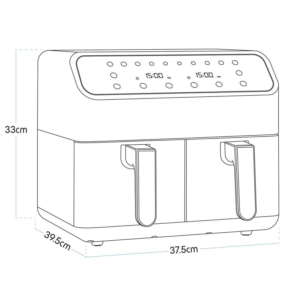 Dual Zone Air Fryer with 8 Preset Functions 8L DH172