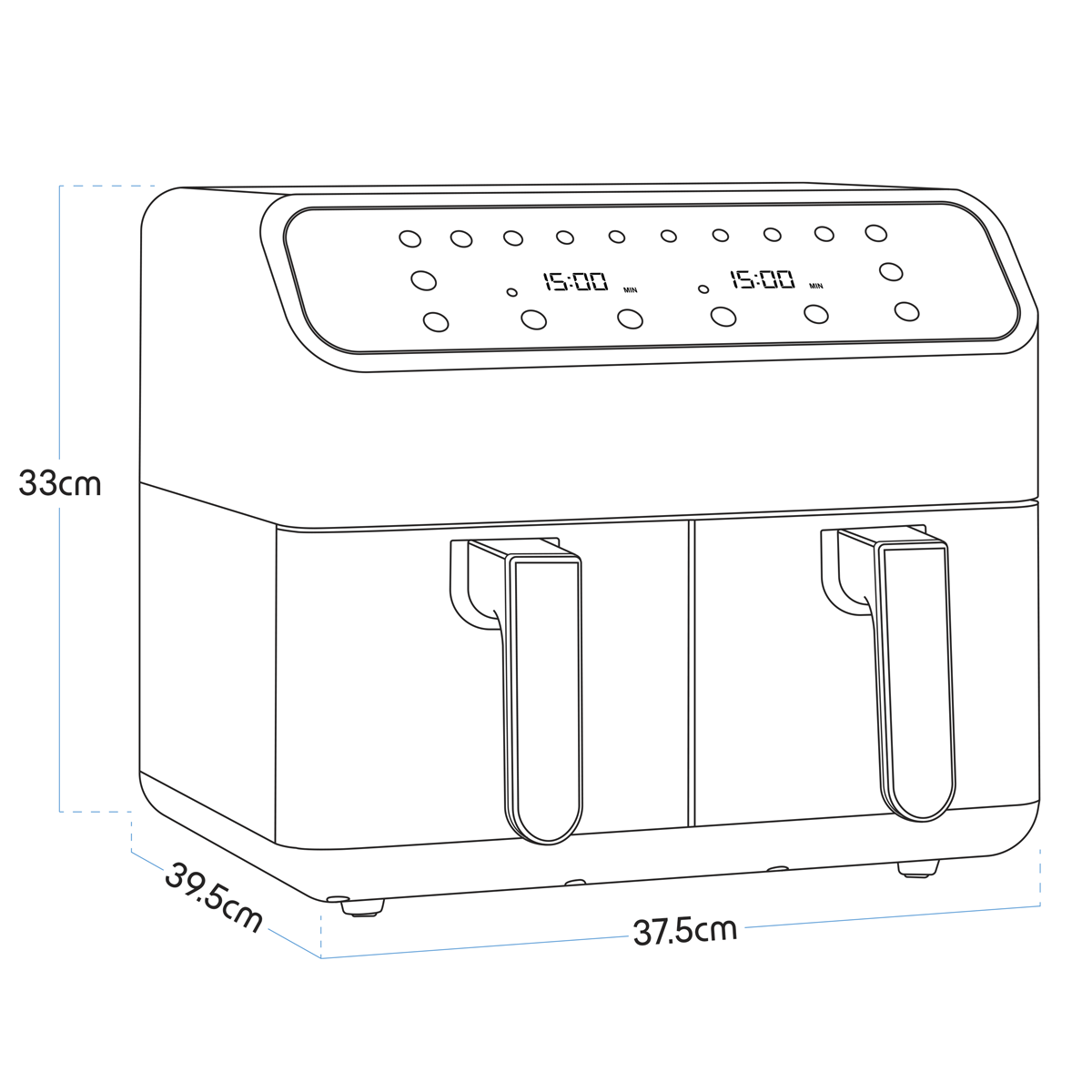 Dual Zone Air Fryer with 8 Preset Functions 8L DH172