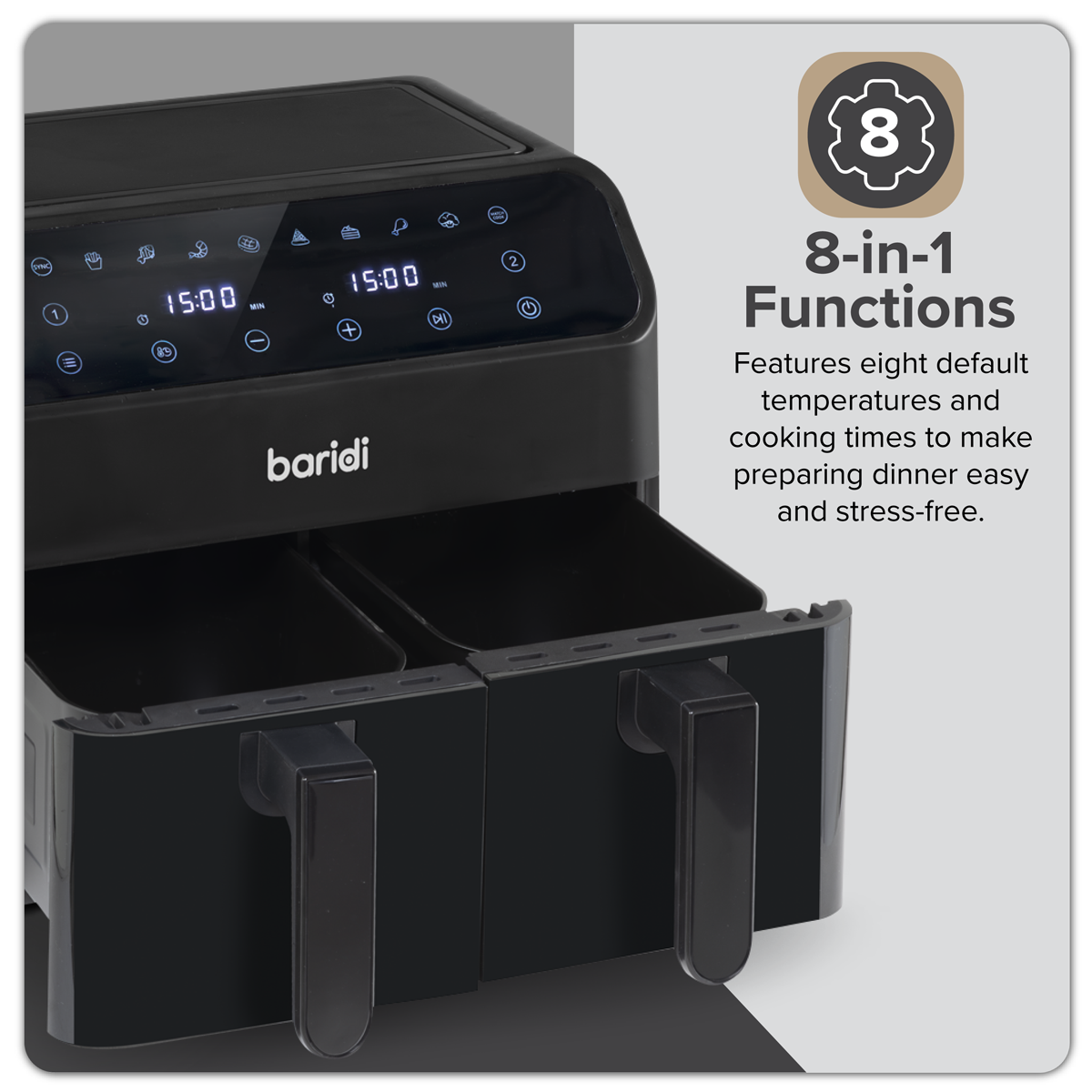 8L Dual Zone Air Fryer with 8 Preset Functions DH172