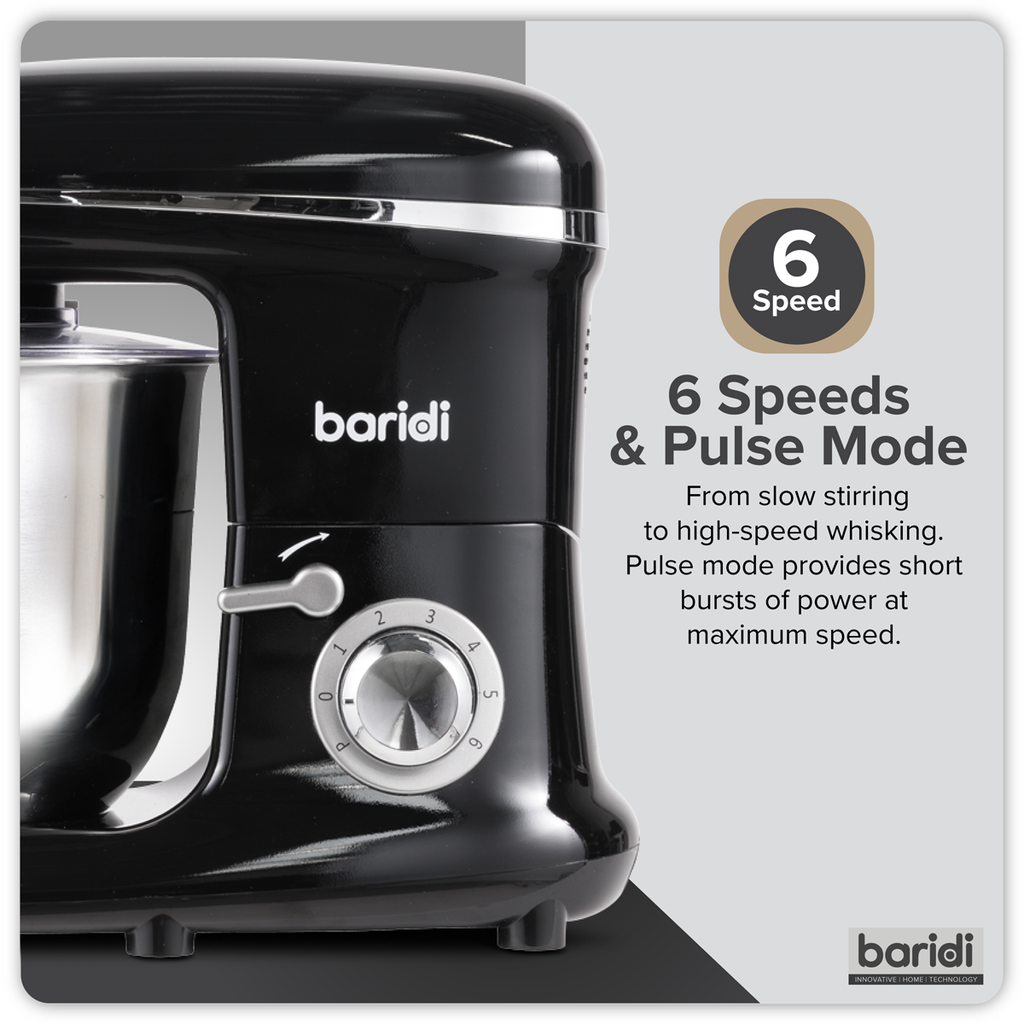 1500W Stand Mixer with Accessories 6L - Black DH173