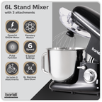 1500W Stand Mixer with Accessories 6L - Black DH173