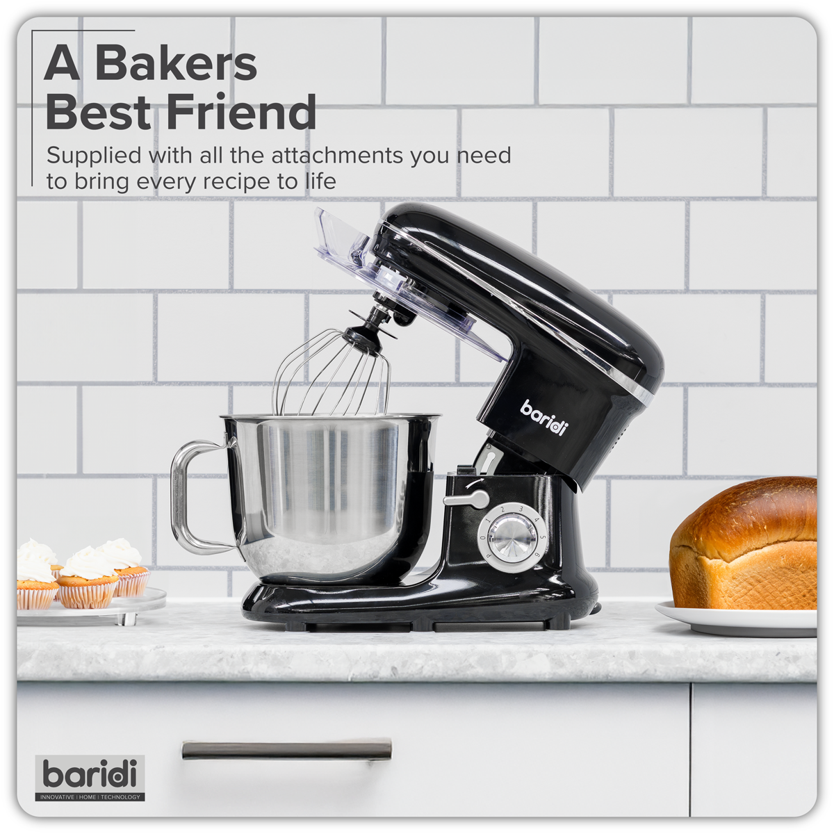 1500W Stand Mixer with Accessories 6L - Black DH173