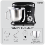 1500W Stand Mixer with Accessories 6L - Black DH173