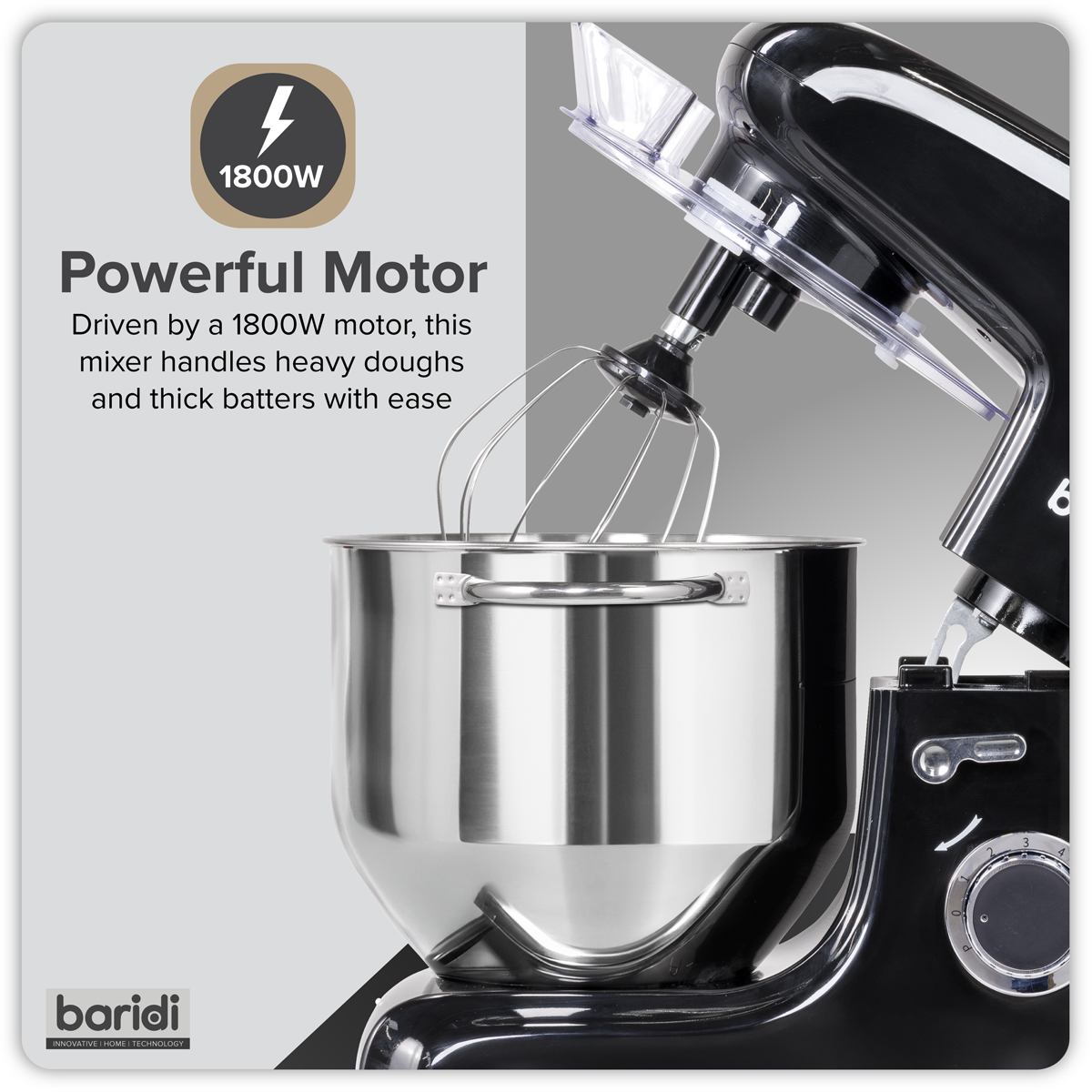 1800W Stand Mixer with Accessories 8L - Black DH174