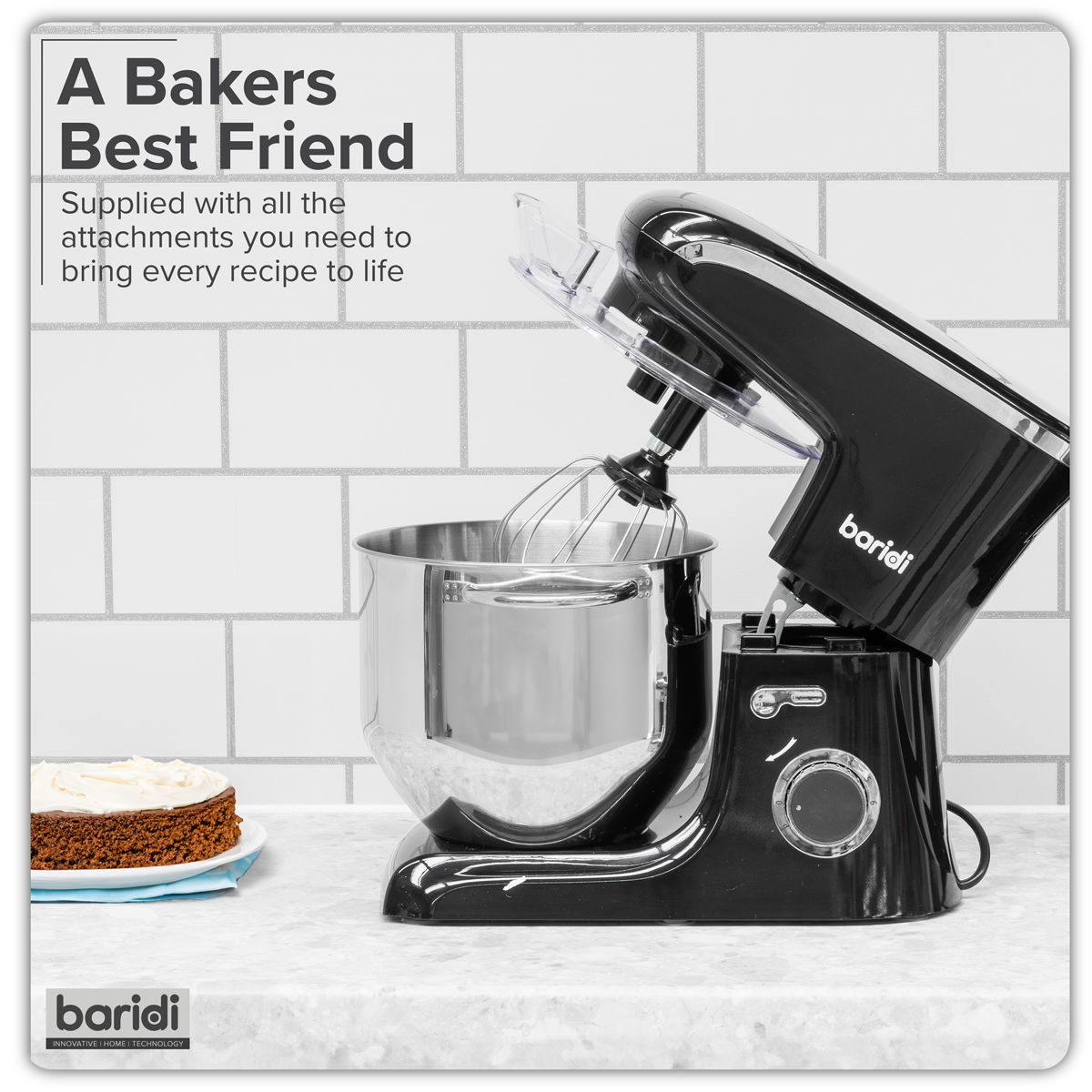 1800W Stand Mixer with Accessories 8L - Black DH174