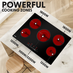 Integrated Ceramic Hob with 5 Cooking Zones 77cm - Black Glass DH175
