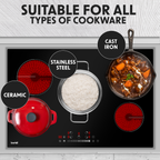 Integrated Ceramic Hob with 5 Cooking Zones 77cm - Black Glass DH175