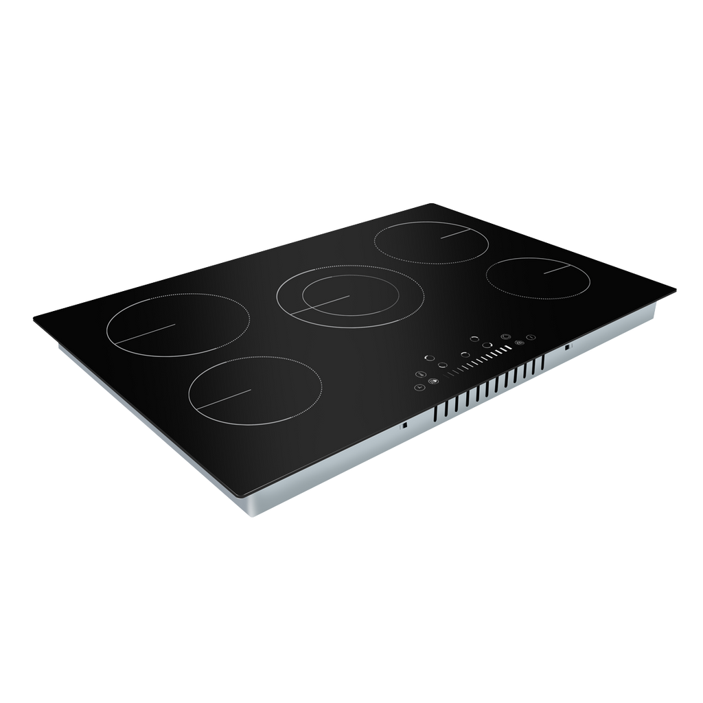Integrated Ceramic Hob with 5 Cooking Zones 77cm - Black Glass DH175