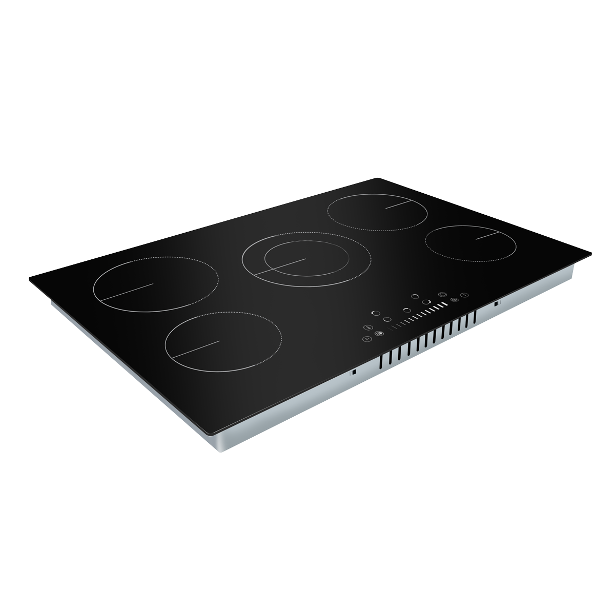 Integrated Ceramic Hob with 5 Cooking Zones 77cm - Black Glass DH175